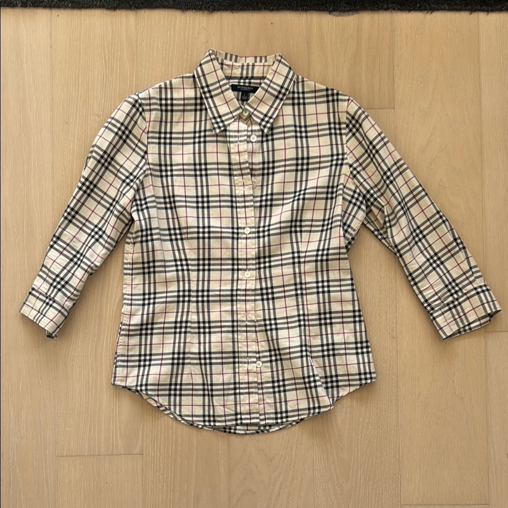 Burberry London women’s plaid button down, size S